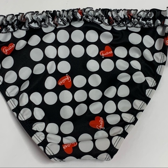 Guess USA | Size L | Black/White Polka Dot Ruffle String Bikini Swim Bottom - Picture 5 of 11